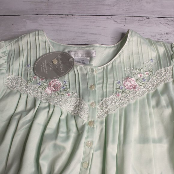 Komar Vintage Womens Satin Nightgown Size M Embroidered Lace Brushed - Picture 2 of 6